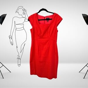 Adrianna Papell Red Sheath V-Neck Cocktail Dress